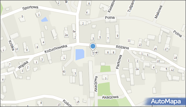 Nowe Żabno, Różana, 2, mapa Nowe Żabno