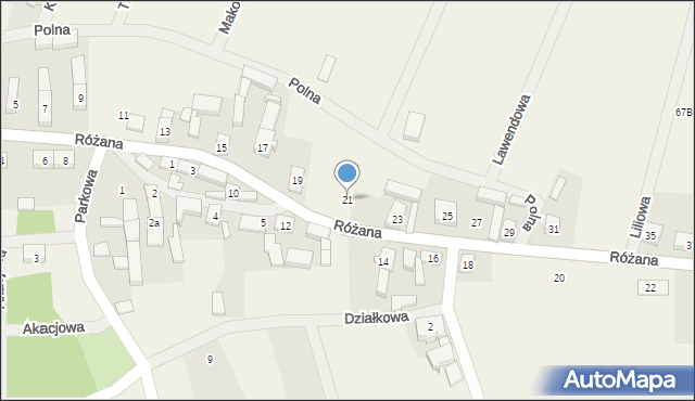 Nowe Żabno, Różana, 21, mapa Nowe Żabno