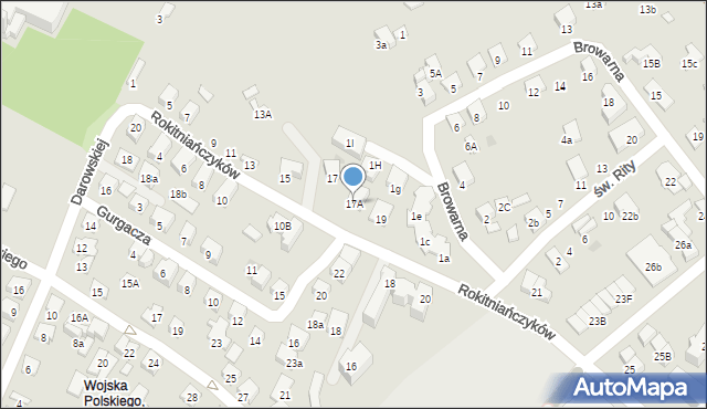 Nowy Sącz, Rokitniańczyków, 17A, mapa Nowego Sącza