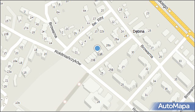 Nowy Sącz, Rokitniańczyków, 23e, mapa Nowego Sącza