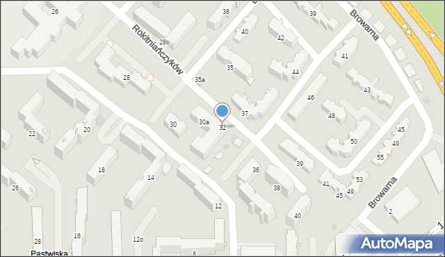 Nowy Sącz, Rokitniańczyków, 32, mapa Nowego Sącza