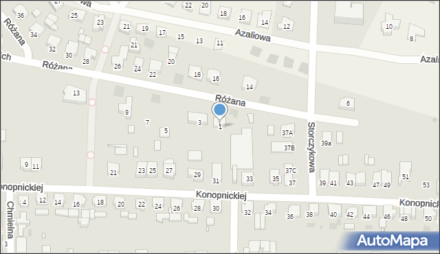Nowy Tomyśl, Różana, 1, mapa Nowy Tomyśl