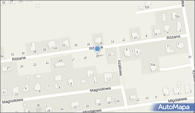Obrzębin, Różana, 13, mapa Obrzębin