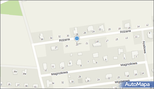Obrzębin, Różana, 23, mapa Obrzębin