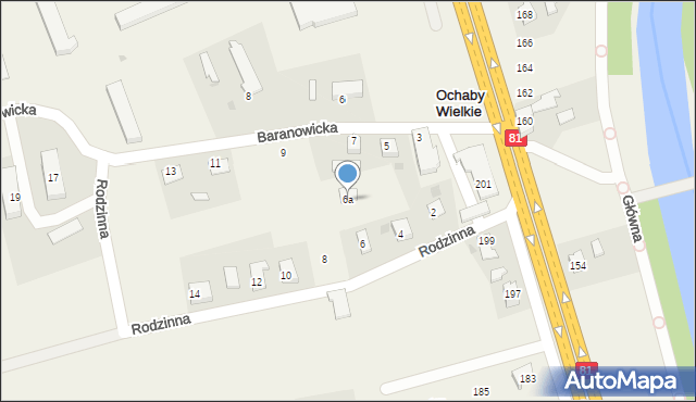 Ochaby Wielkie, Rodzinna, 6a, mapa Ochaby Wielkie