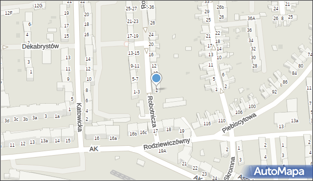 Opole, Robotnicza, 2, mapa Opola