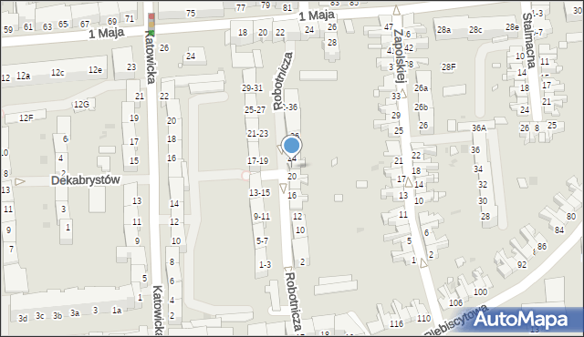 Opole, Robotnicza, 22, mapa Opola