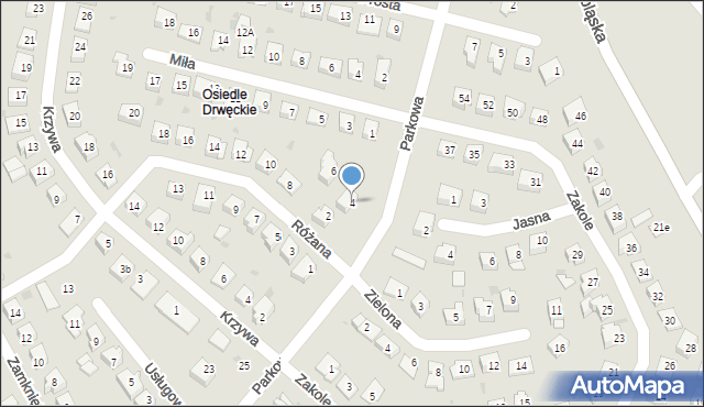 Ostróda, Różana, 4, mapa Ostróda