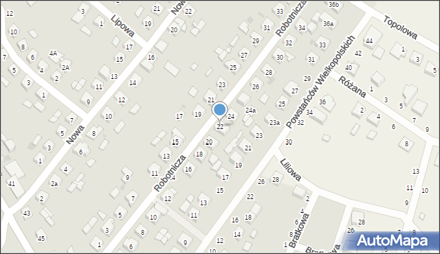 Ostroróg, Robotnicza, 22, mapa Ostroróg