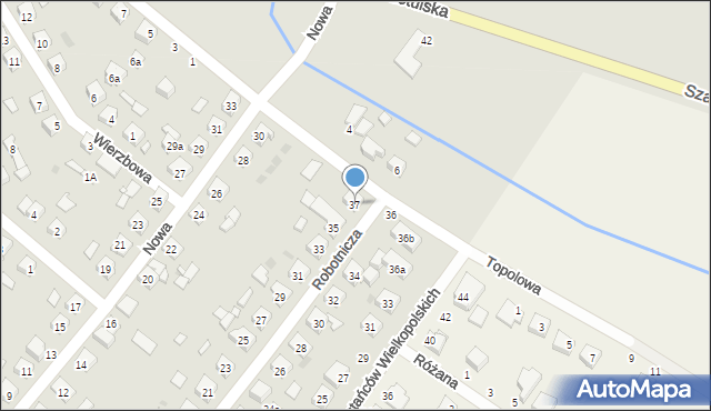 Ostroróg, Robotnicza, 37, mapa Ostroróg