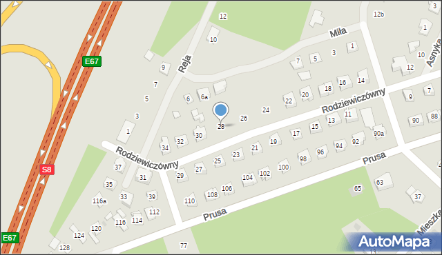 Ostrów Mazowiecka, Rodziewiczówny Marii, 28, mapa Ostrów Mazowiecka
