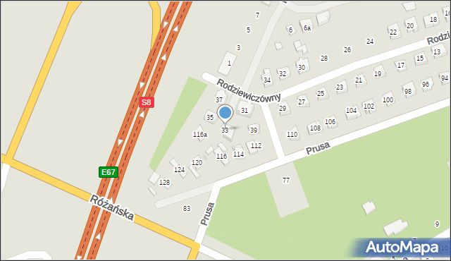 Ostrów Mazowiecka, Rodziewiczówny Marii, 33, mapa Ostrów Mazowiecka