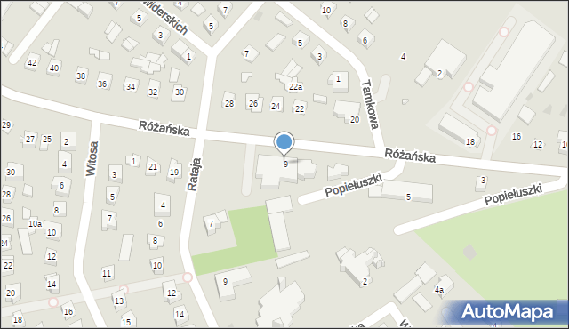 Ostrów Mazowiecka, Różańska, 9, mapa Ostrów Mazowiecka