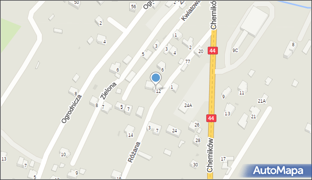 Oświęcim, Różana, 10, mapa Oświęcimia