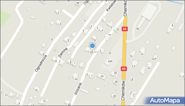 Oświęcim, Różana, 12, mapa Oświęcimia