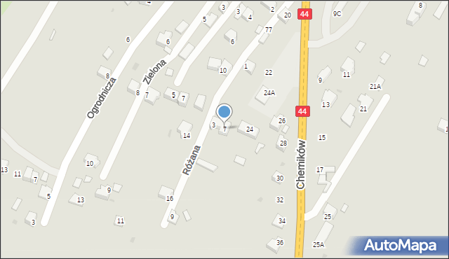 Oświęcim, Różana, 7, mapa Oświęcimia