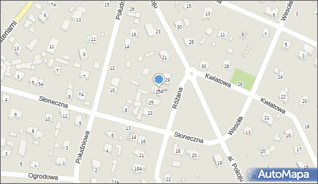 Piaseczno, Różana, 25A, mapa Piaseczno