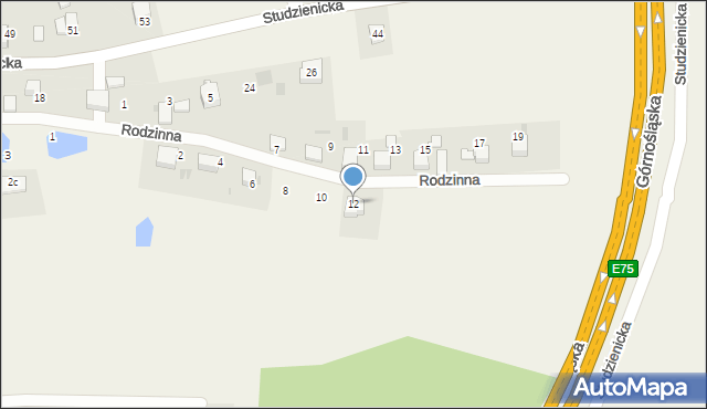 Piasek, Rodzinna, 12, mapa Piasek