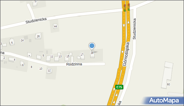Piasek, Rodzinna, 19, mapa Piasek