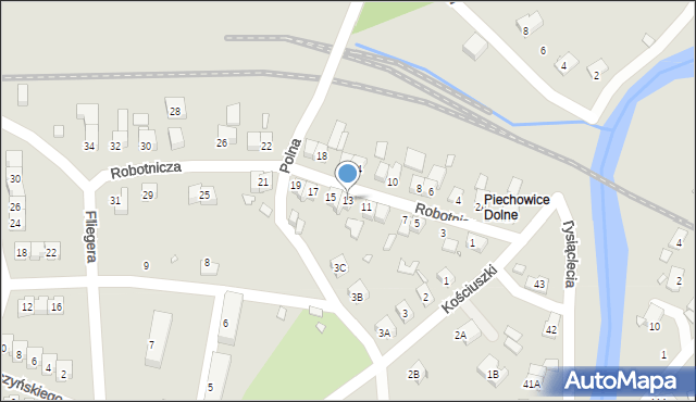 Piechowice, Robotnicza, 13, mapa Piechowice