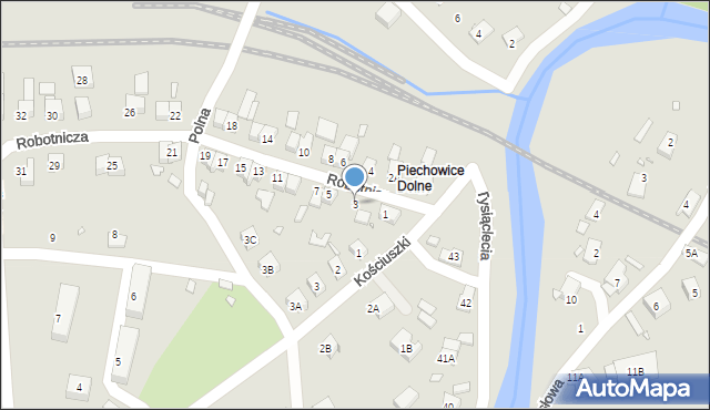 Piechowice, Robotnicza, 3, mapa Piechowice