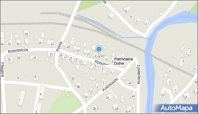 Piechowice, Robotnicza, 6, mapa Piechowice