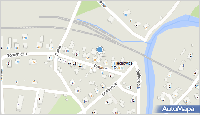 Piechowice, Robotnicza, 6A, mapa Piechowice