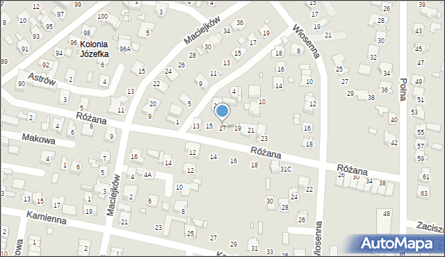 Piekary Śląskie, Różana, 17, mapa Piekary Śląskie