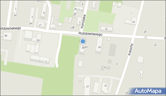 Piekary Śląskie, Roździeńskiego Walentego, 14, mapa Piekary Śląskie