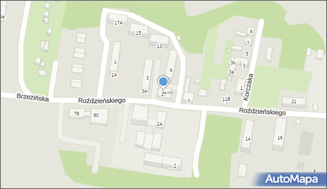 Piekary Śląskie, Roździeńskiego Walentego, 17, mapa Piekary Śląskie