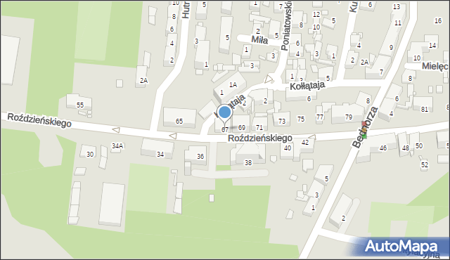 Piekary Śląskie, Roździeńskiego Walentego, 67, mapa Piekary Śląskie