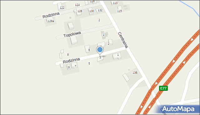 Pielgrzymowice, Rodzinna, 3, mapa Pielgrzymowice