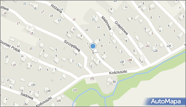 Pietrzykowice, Różana, 5, mapa Pietrzykowice