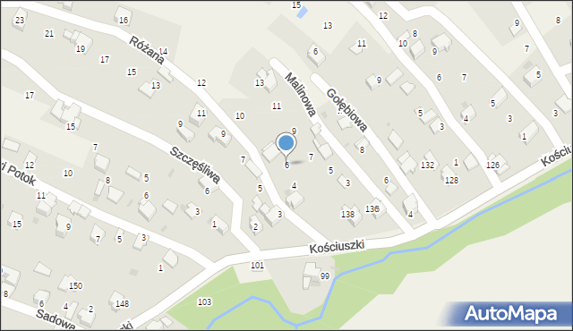 Pietrzykowice, Różana, 6, mapa Pietrzykowice
