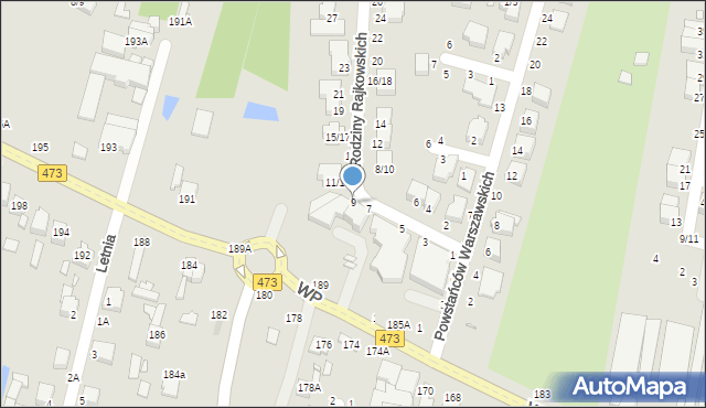 Piotrków Trybunalski, Rodziny Rajkowskich, 9, mapa Piotrków Trybunalski