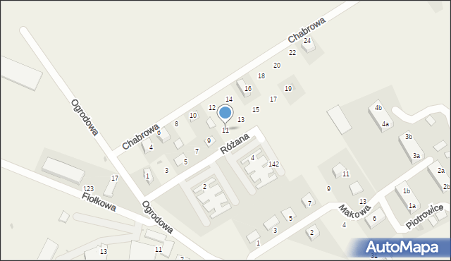 Piotrowice, Różana, 11, mapa Piotrowice