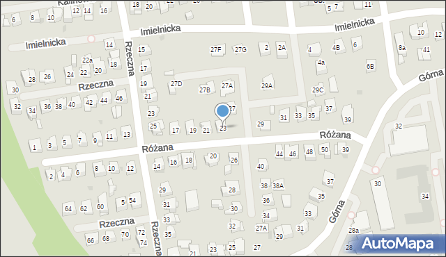 Płock, Różana, 23, mapa Płock