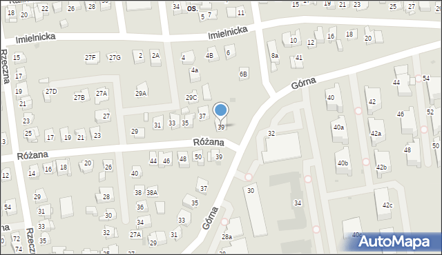 Płock, Różana, 39, mapa Płock