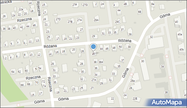 Płock, Różana, 40, mapa Płock