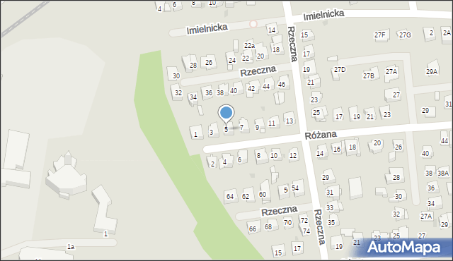 Płock, Różana, 5, mapa Płock