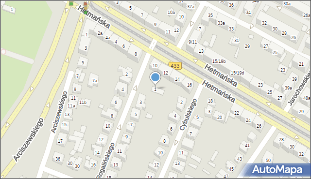 Poznań, Rogalińskiego Józefa, 1, mapa Poznania