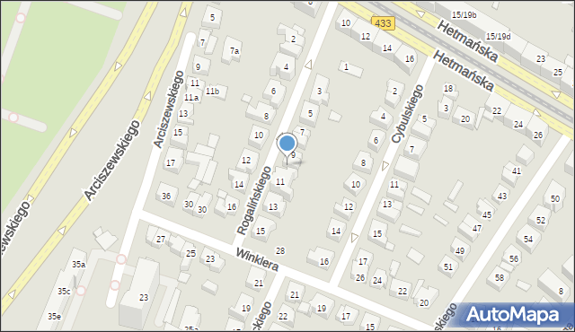 Poznań, Rogalińskiego Józefa, 9a, mapa Poznania
