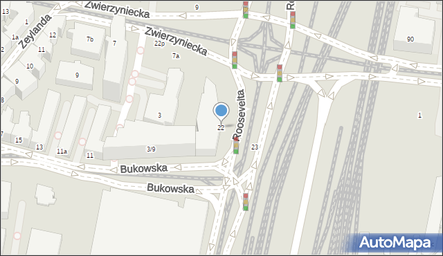 Poznań, Roosevelta Franklina Delano, 22, mapa Poznania