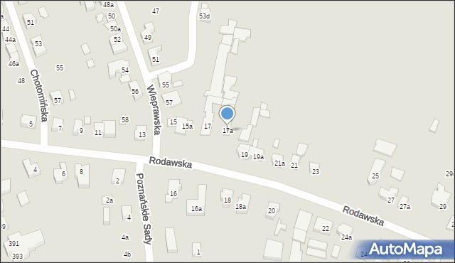 Poznań, Rodawska, 17a, mapa Poznania