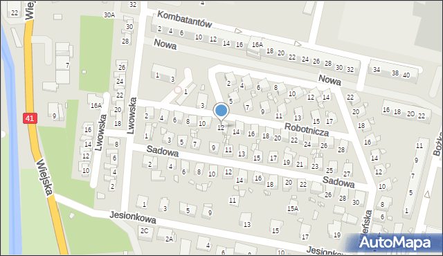 Prudnik, Robotnicza, 12, mapa Prudnik