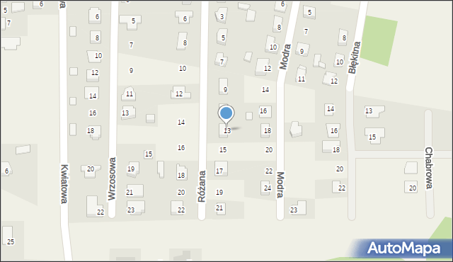 Przykona, Różana, 13, mapa Przykona