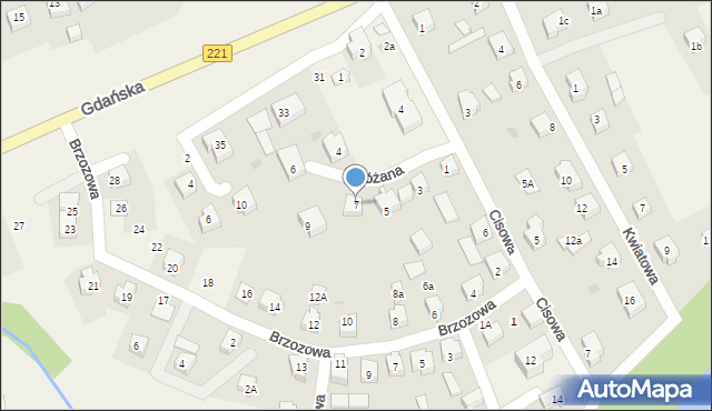 Przywidz, Różana, 7, mapa Przywidz