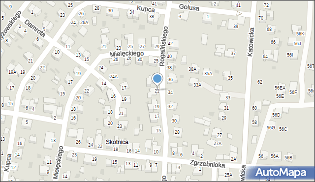 Pszczyna, Rogalińskiego Antoniego, dr., 21, mapa Pszczyny
