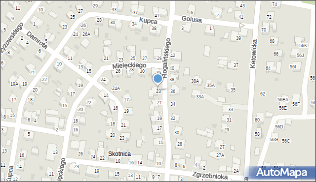 Pszczyna, Rogalińskiego Antoniego, dr., 23, mapa Pszczyny