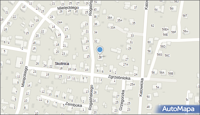 Pszczyna, Rogalińskiego Antoniego, dr., 28, mapa Pszczyny